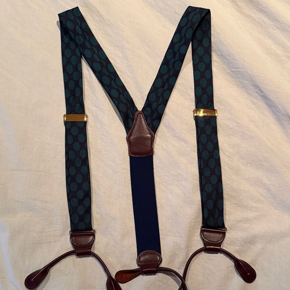 Stylish Blue and Green Silk Suspenders - Rothman’s